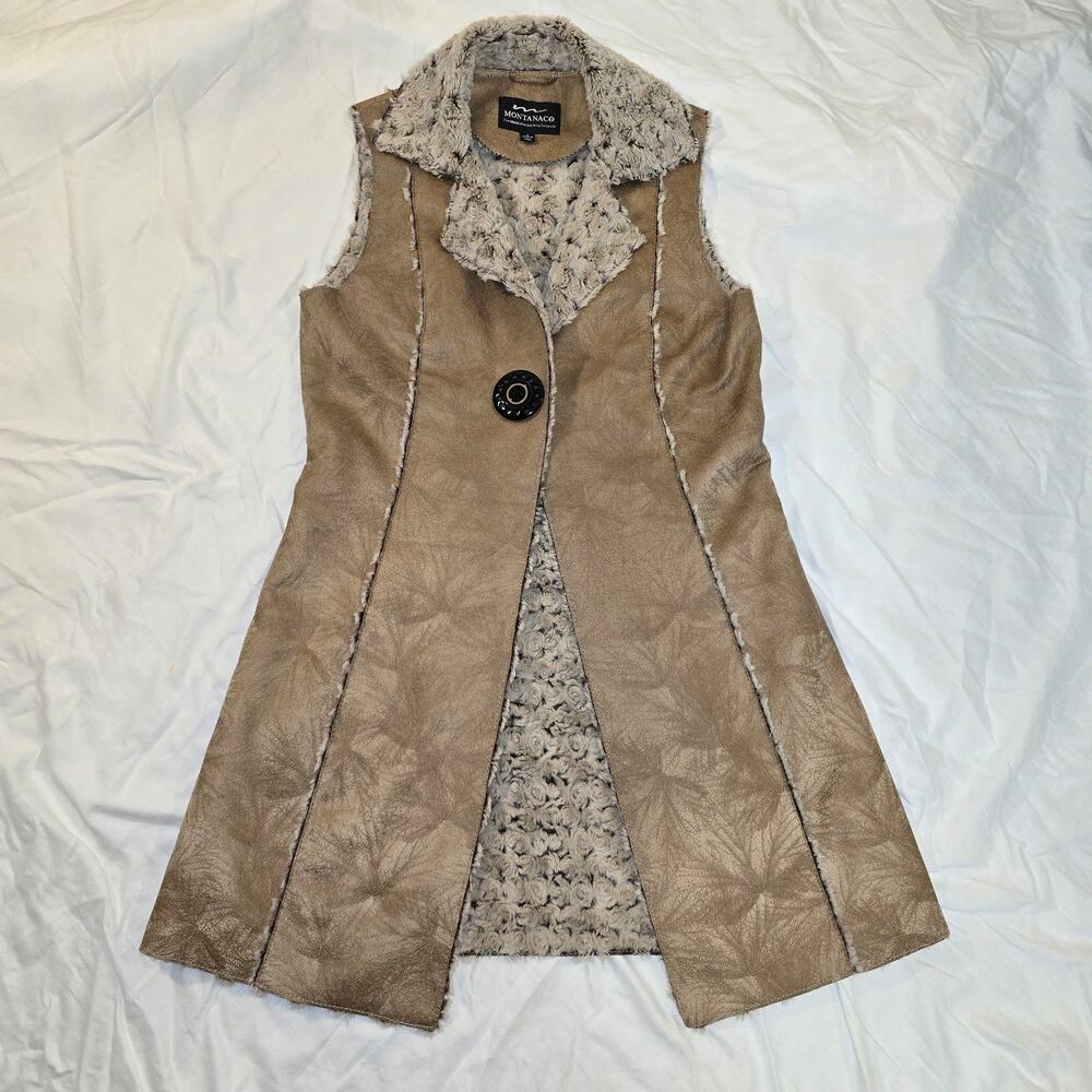 Western Faux Suede Shearling Montanaco Long Vest Cowgirl Yellowstone Women’s Sm